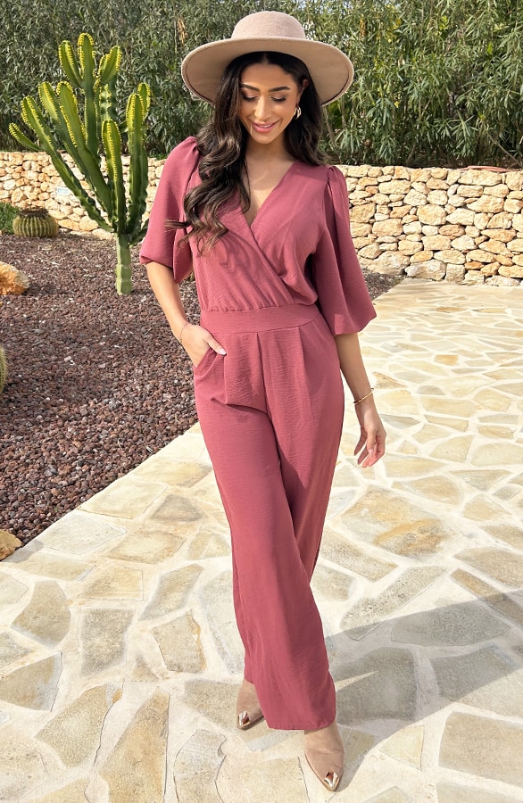 Timeless V-Hals Jumpsuit Dust Pink – jumpsuits en playsuits