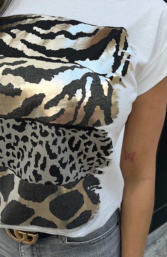 Top Animal Print Metallic Zwart – shoparchief, foto 5