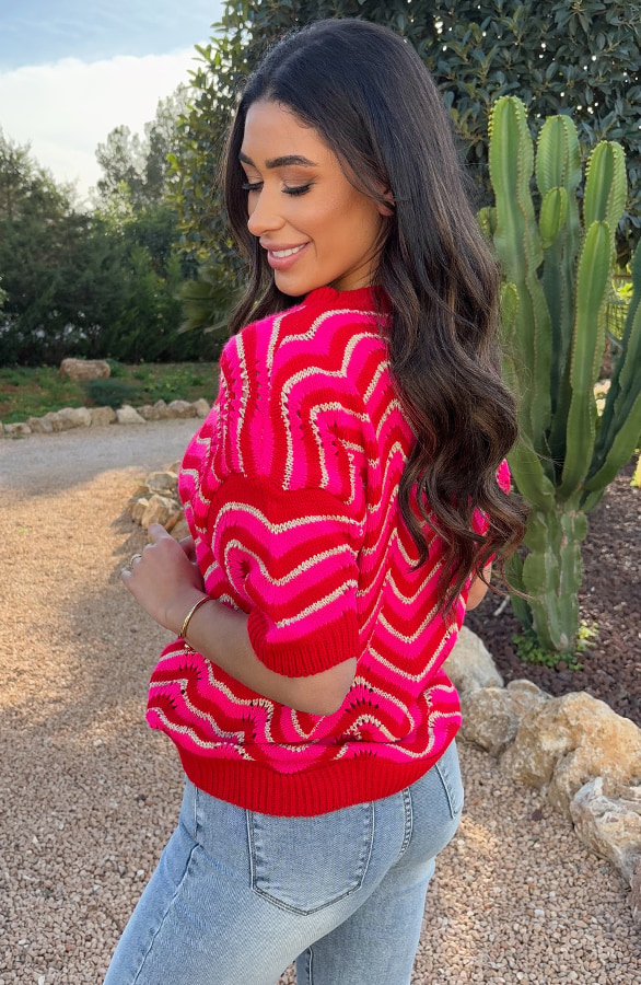 Zigzag Trui Fuchsia Lurex – shoparchief, foto 3