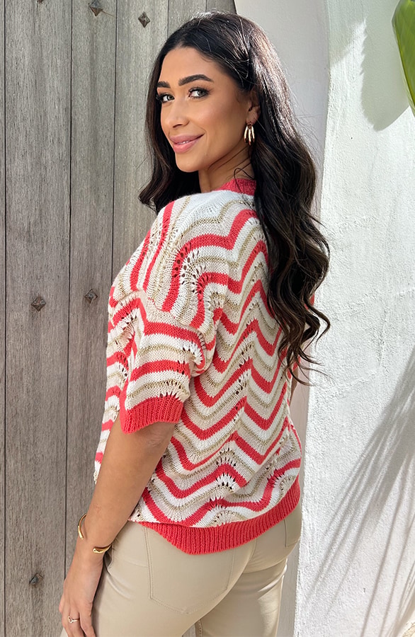 Zigzag Trui Koraal Lurex – shoparchief, foto 6