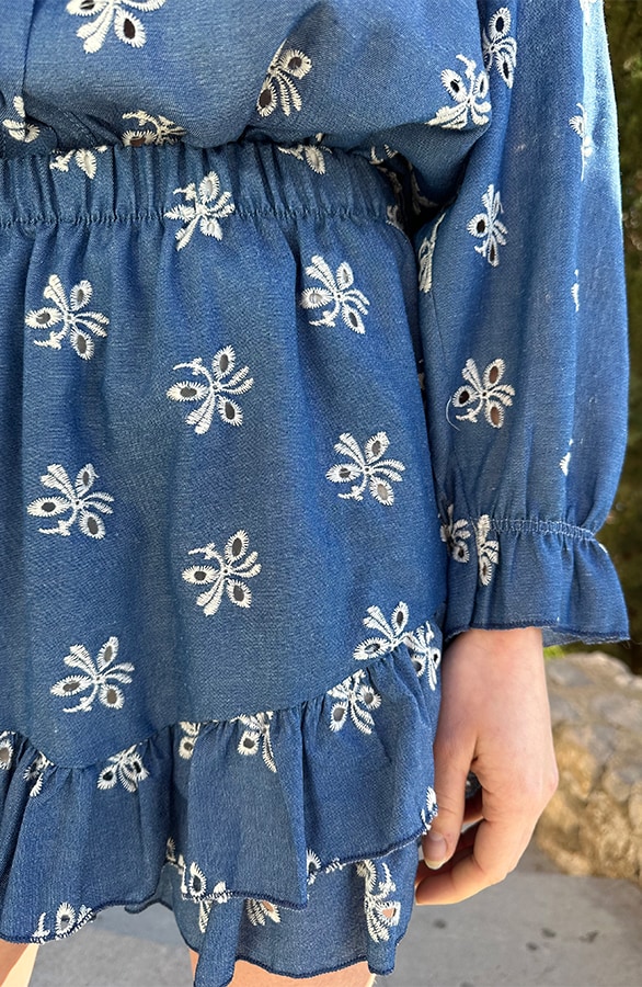 Denim Ruffle Skort Flower – shoparchief, foto 8