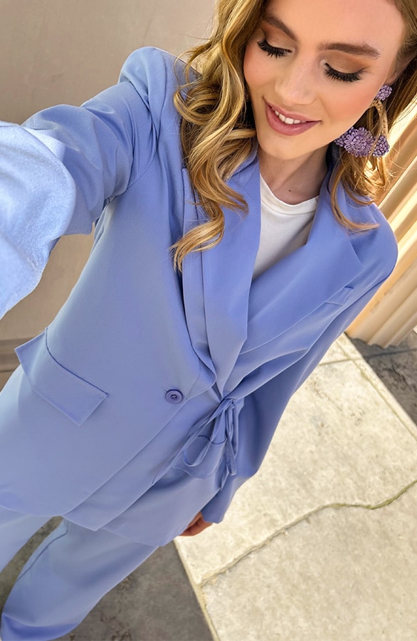 Detailed Strik Blazer Pastel Blauw – shoparchief, foto 12