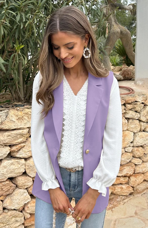Elegant Blazer Gilet Lila – shoparchief, foto 10