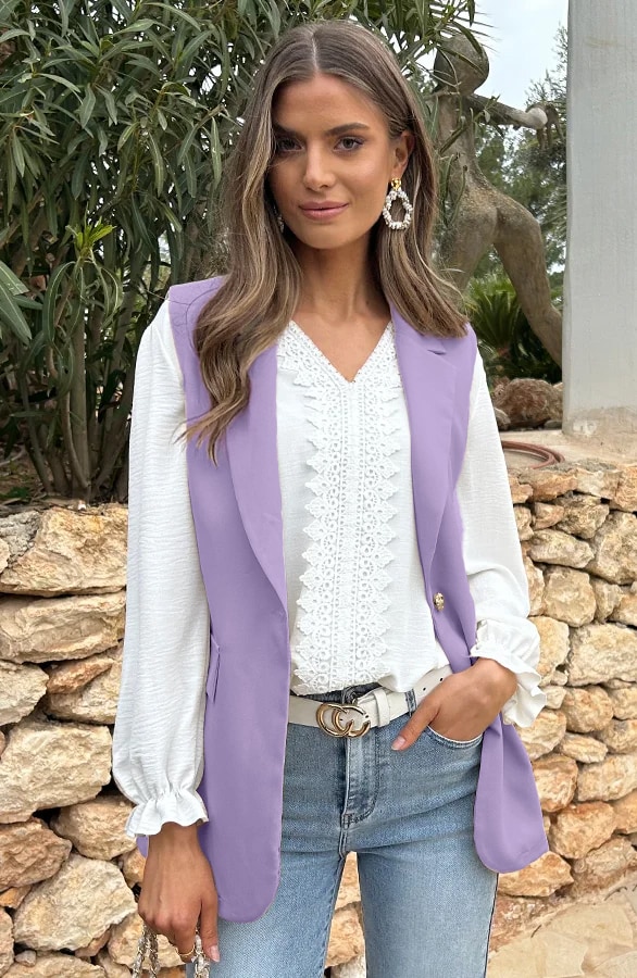 Elegant Blazer Gilet Lila – shoparchief, foto 7