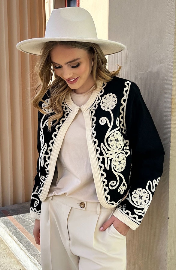 Embroidery Detailed Jacket Zwart – alle kleding, foto 10