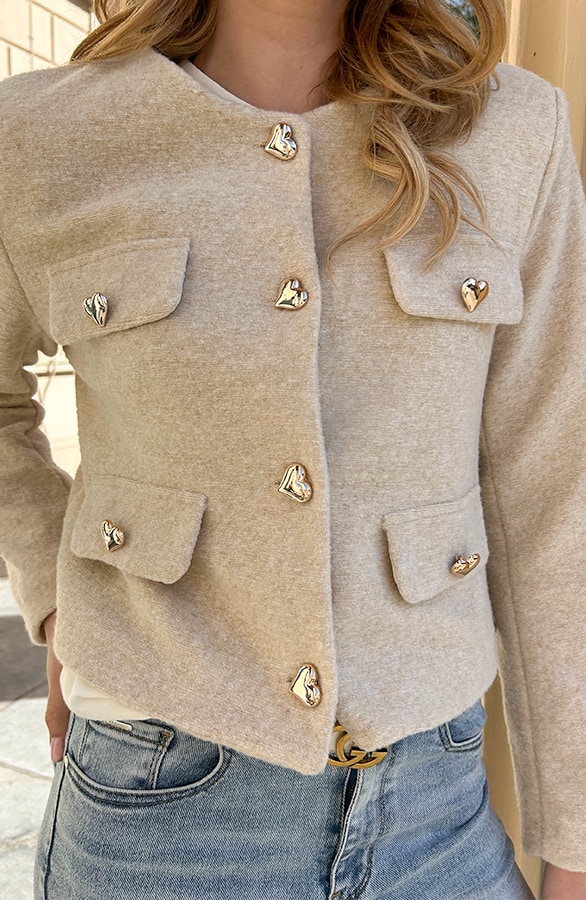 Heart Soft Short Jacket Beige – jassen, foto 5
