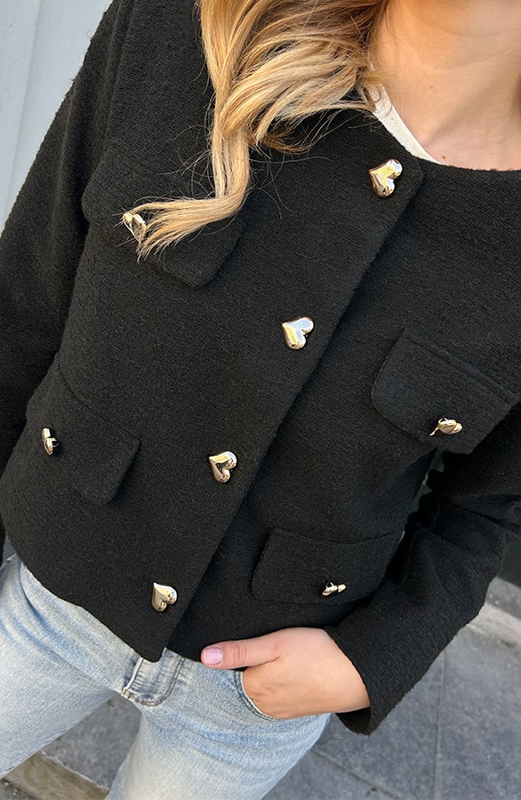 Heart Soft Short Jacket Zwart – shoparchief, foto 17