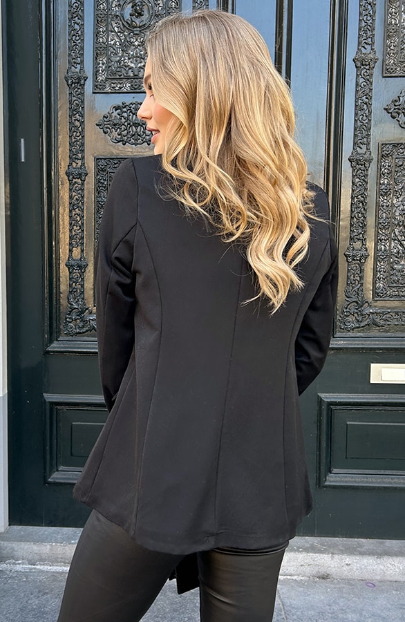 Leopard Omslag Blazer Zwart – shoparchief, foto 4