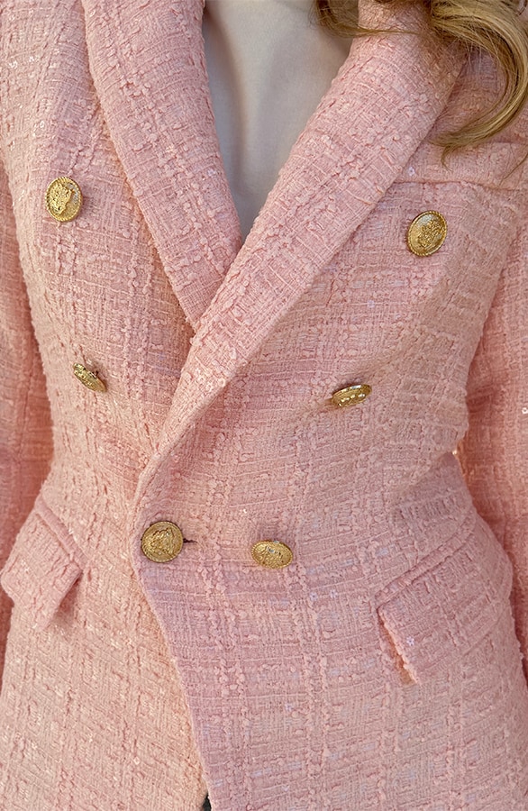 Luxury Boucle Blazer Pink – shoparchief, foto 6