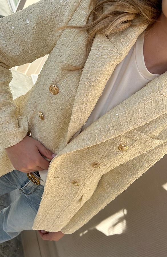 Luxury Boucle Blazer Yellow – shoparchief, foto 7