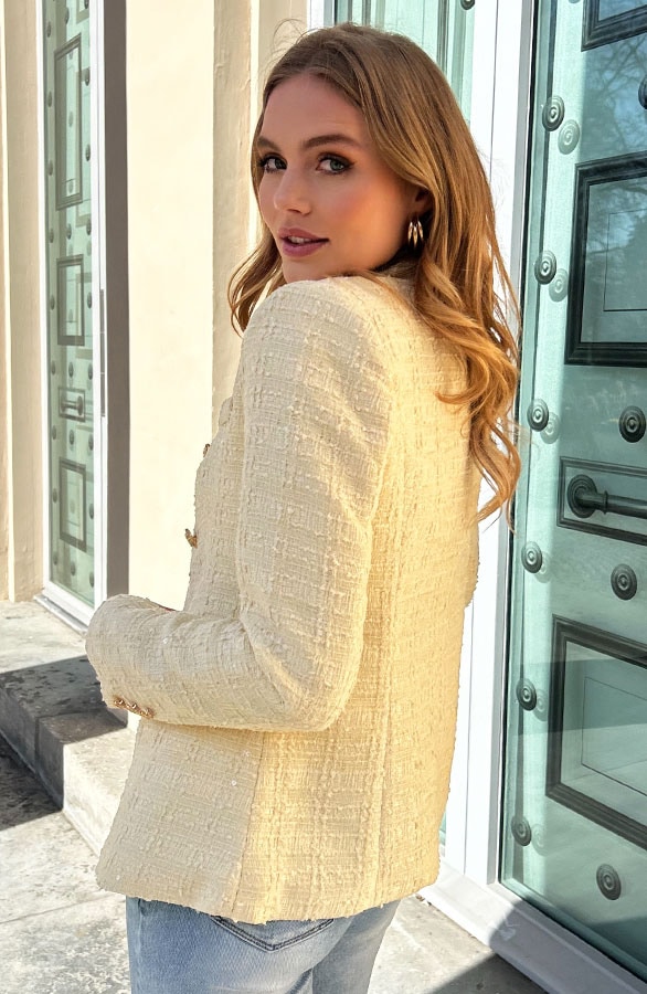 Luxury Boucle Blazer Yellow – shoparchief, foto 3