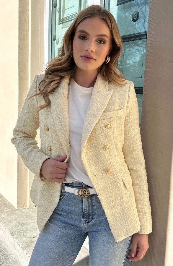 Luxury Boucle Blazer Yellow – shoparchief