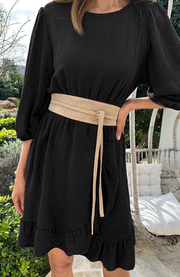 Pofmouwen Ruffle Jurk Zwart – shoparchief, foto 5