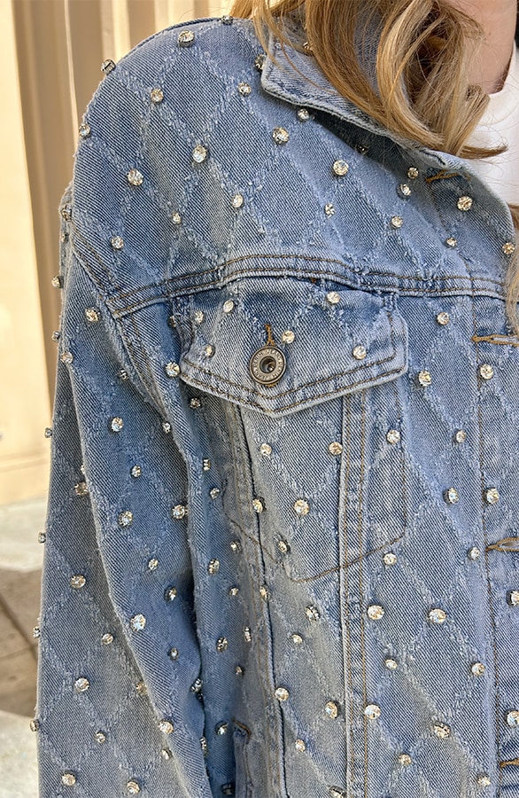 Strass Oversized Denim Jacket – shoparchief, foto 5