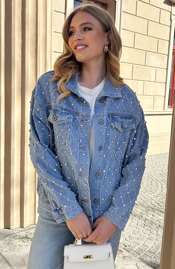 Strass Oversized Denim Jacket – shoparchief, foto 7