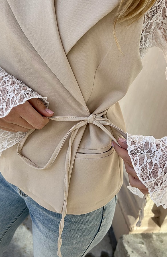 Wrap Gilet Beige – shoparchief, foto 6