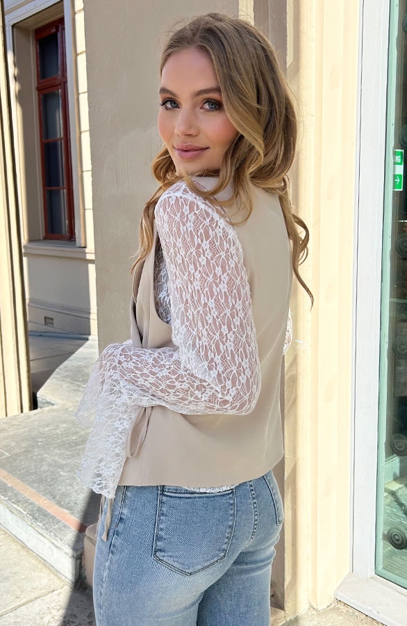 Wrap Gilet Beige – shoparchief, foto 3