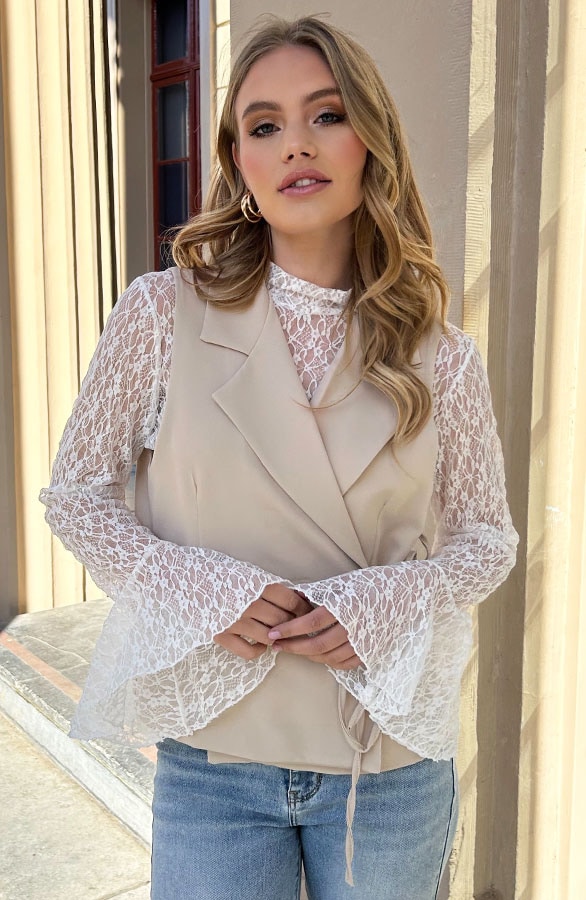 Wrap Gilet Beige – shoparchief, foto 9
