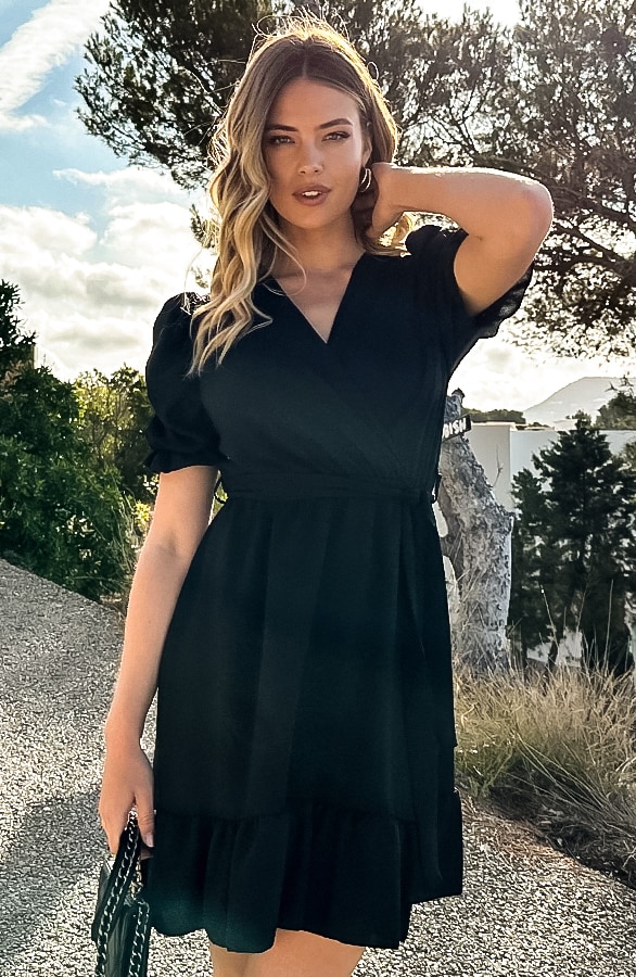 Amalfi Jurk Met Pofmouwen Zwart – shoparchief, foto 2
