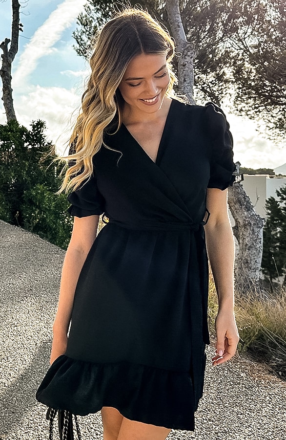 Amalfi Jurk Met Pofmouwen Zwart – shoparchief, foto 5