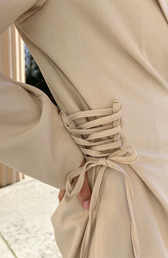 Blazer Met Strik Detail Beige – shoparchief, foto 5
