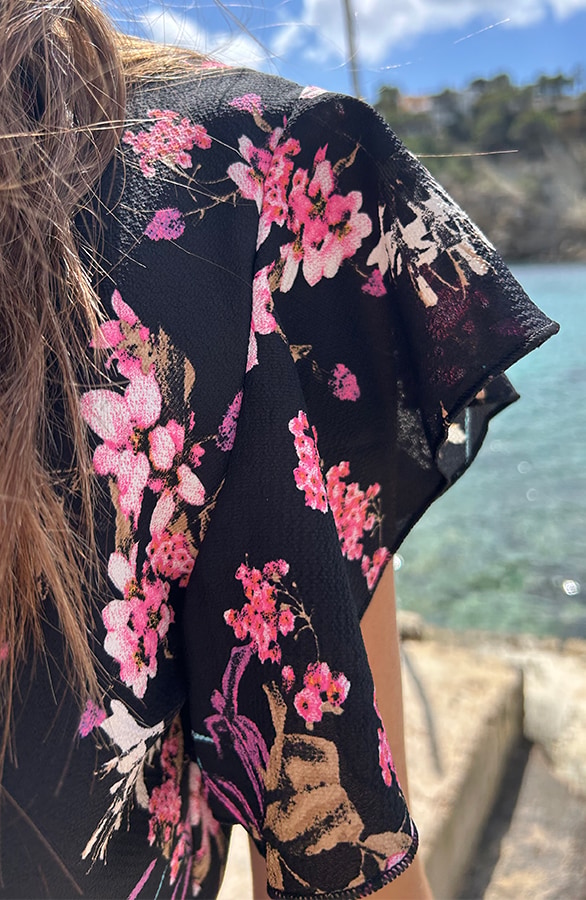 Bloemen Jurk Midi Print Zwart – jurken, foto 7