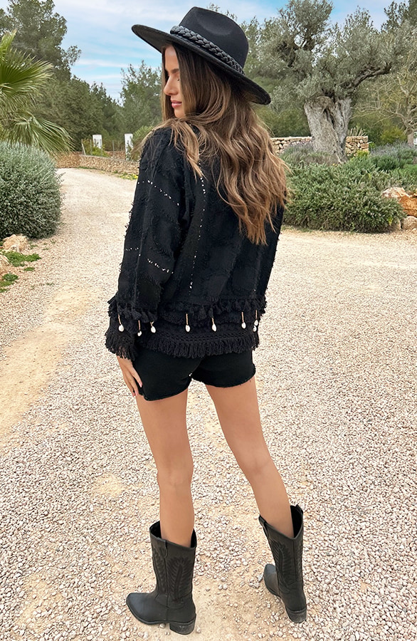 Boho Cardigan Handmade Zwart – shoparchief, foto 3