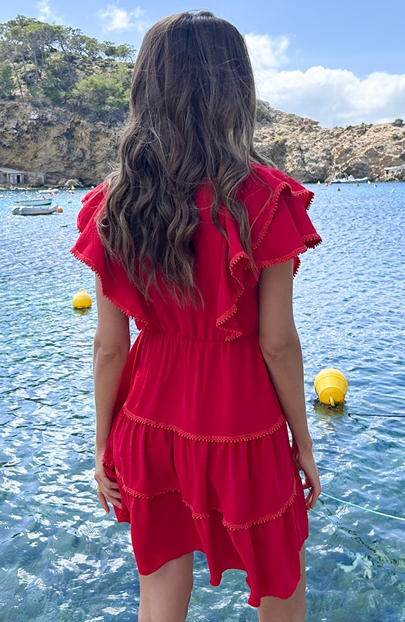 Cala Jondal Jurk Rood – jurken, foto 4