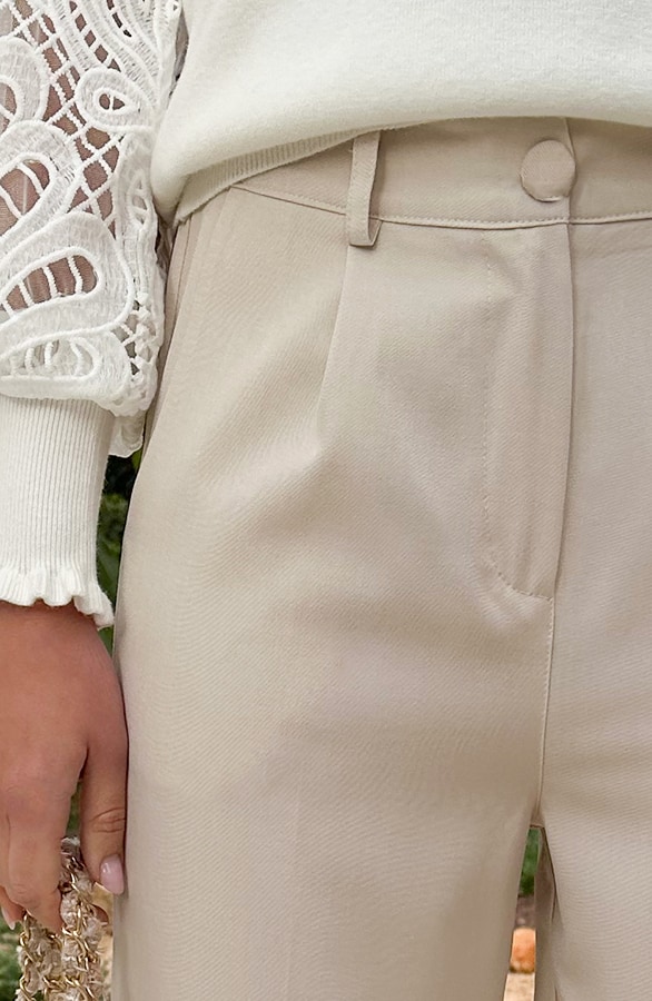 Casual Pantalon Wide Leg Beige – shoparchief, foto 3