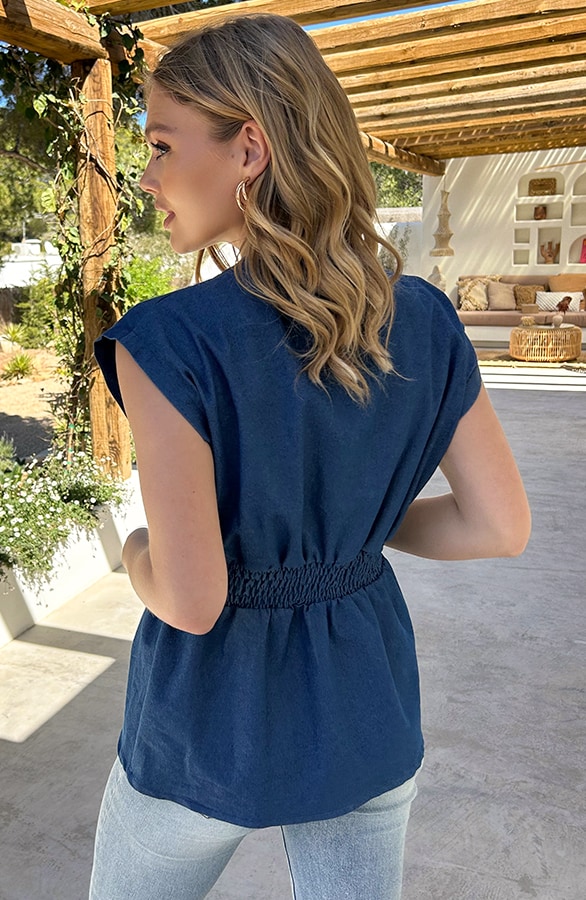 Classic V-Hals Top Denim – shoparchief, foto 5