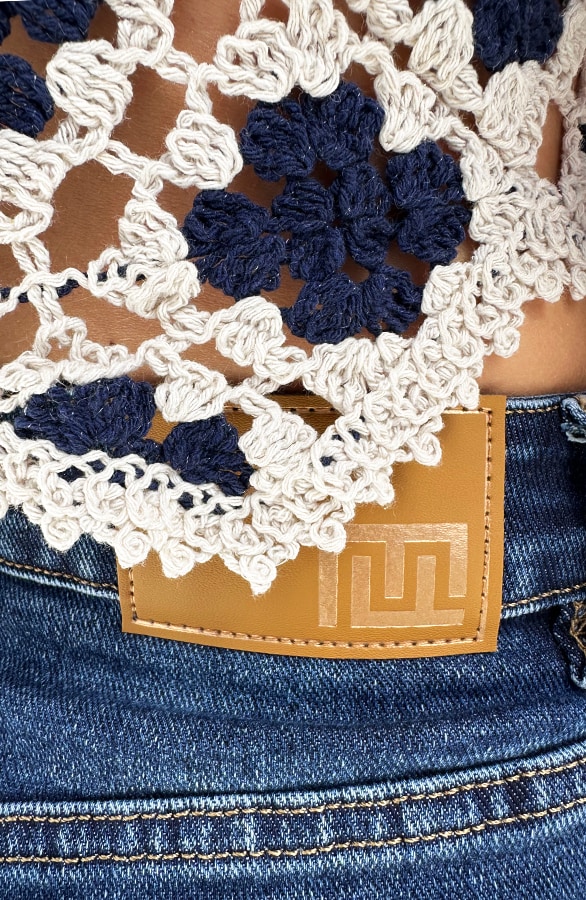 Crochet Shirt Ecru Blauw – shoparchief, foto 8