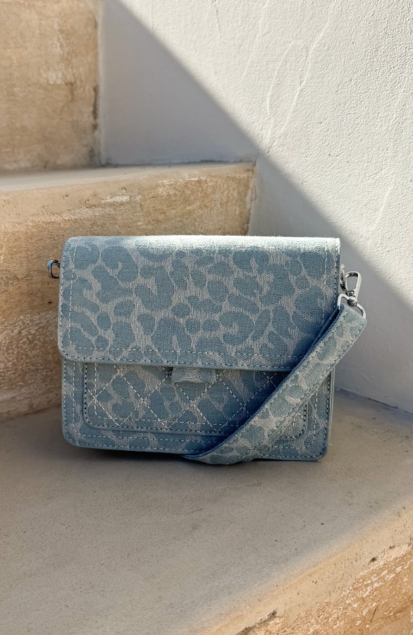 Denim Leopard Handtas – shoparchief, foto 2