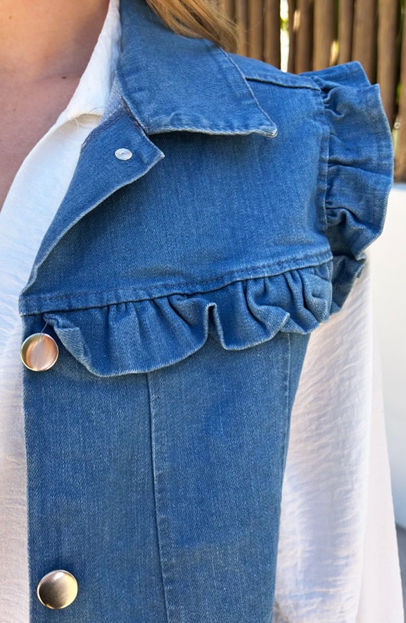 Ruffle Denim Gilet Blue – shoparchief, foto 4