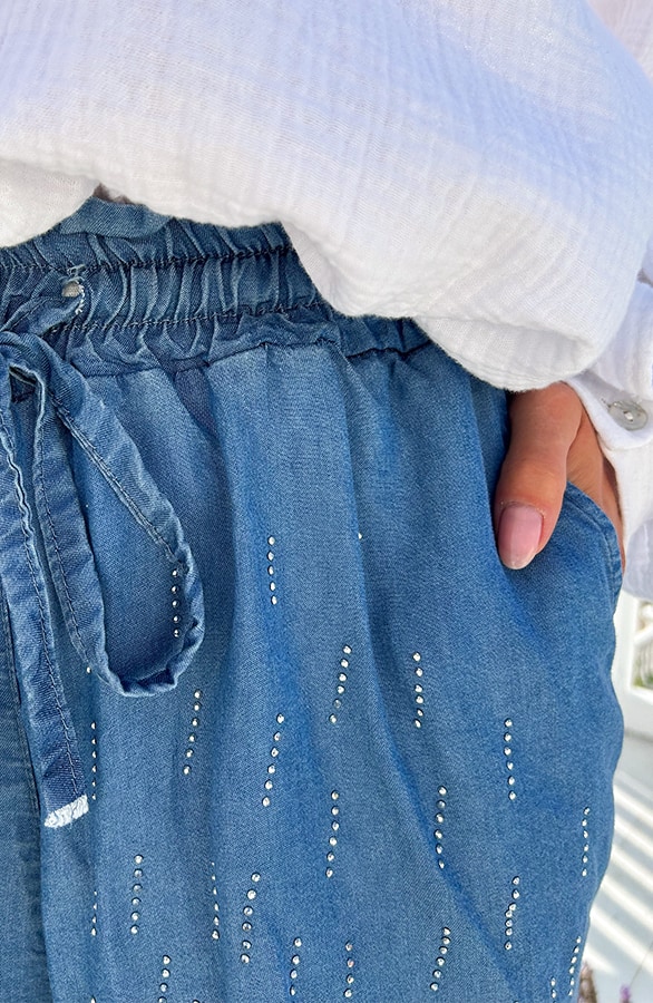 Denim Strass Short Loose Fit – shoparchief, foto 5