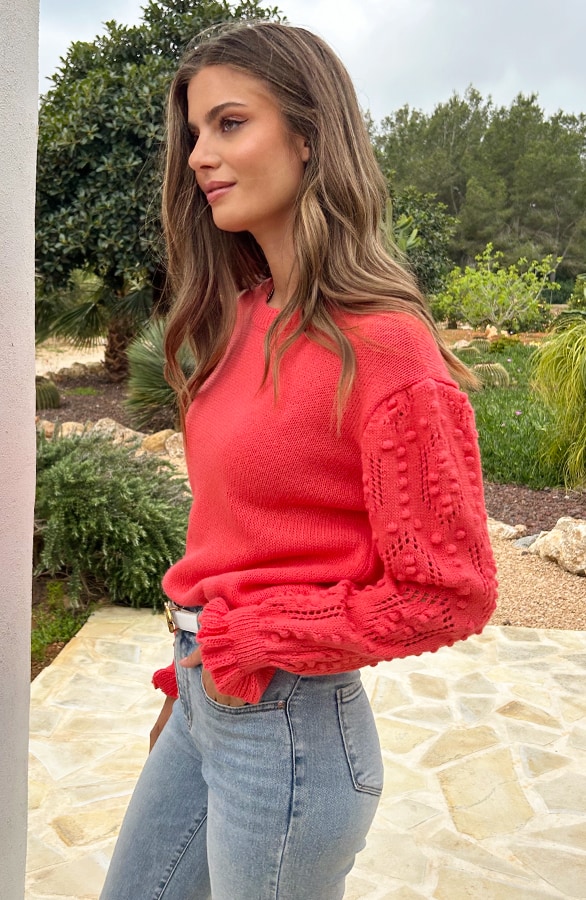 Detailed Sleeve Trui Koraal – shoparchief, foto 11