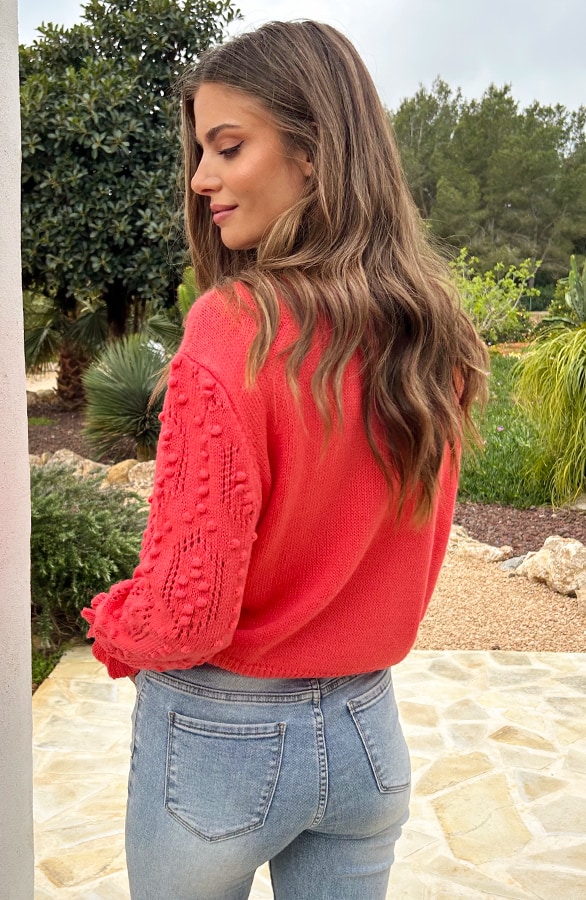 Detailed Sleeve Trui Koraal – shoparchief, foto 5