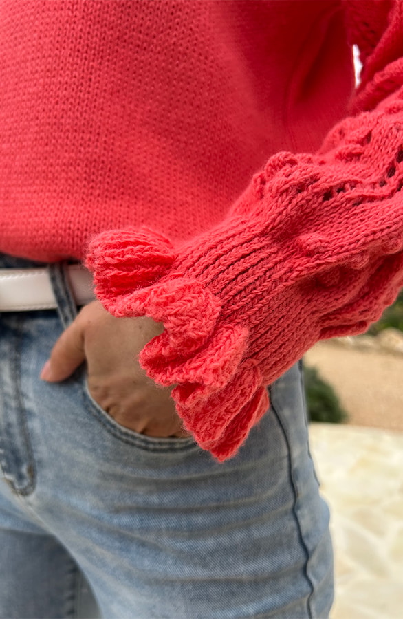 Detailed Sleeve Trui Koraal – shoparchief, foto 6