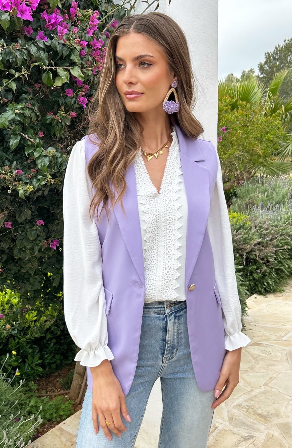 Elegant Blazer Gilet Lila – shoparchief, foto 5