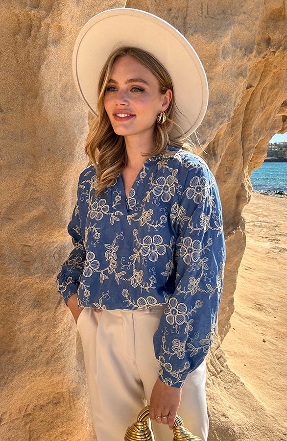 Embroidery Denim Flower Blouse – shoparchief, foto 7