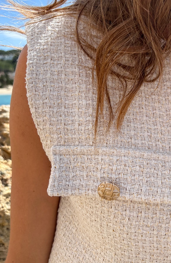 Exclusive Cropped Boucle Gilet Beige – shoparchief, foto 8
