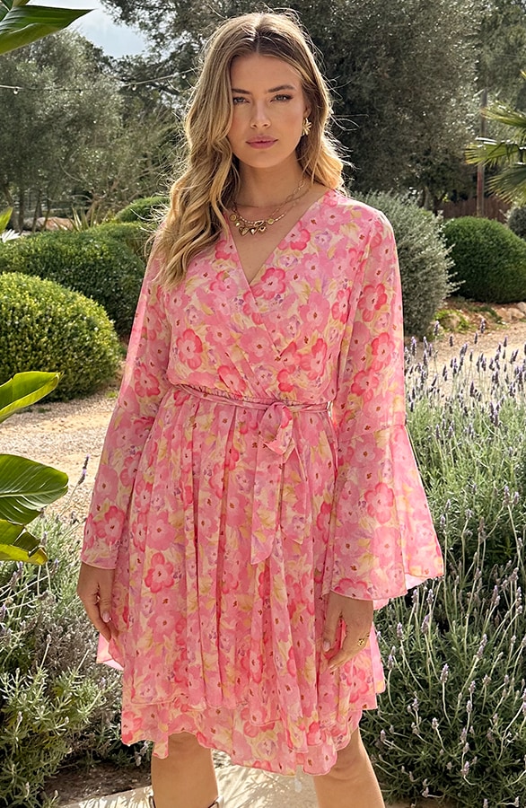 Floral Jurk Wijde Mouw Spring Flower – shoparchief