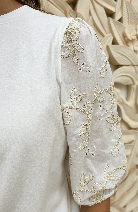 Flower Puff Sleeve Top Ecru – tops, foto 6