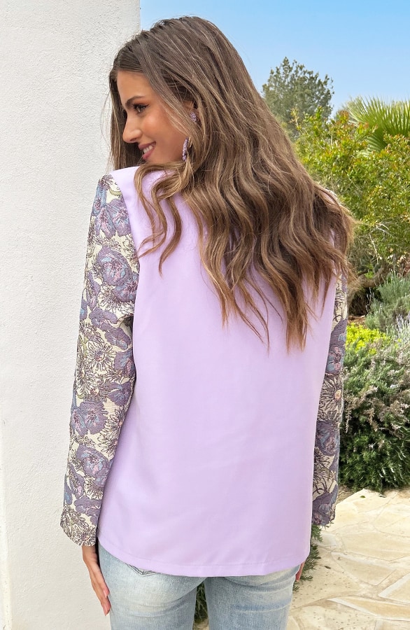 Flower Sleeve Blazer Lila – blazers, foto 5