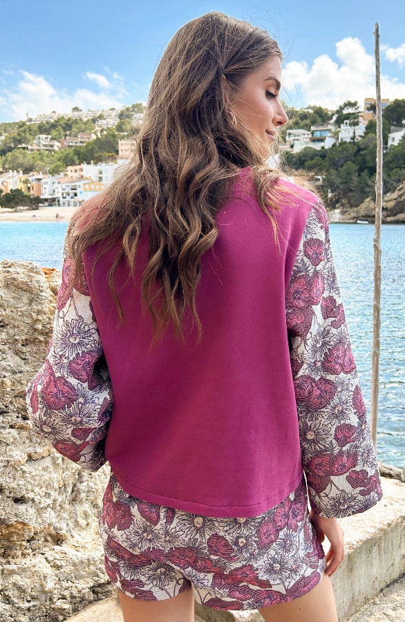 Flower Sleeve Sweater Burgundy – sweaters, foto 4