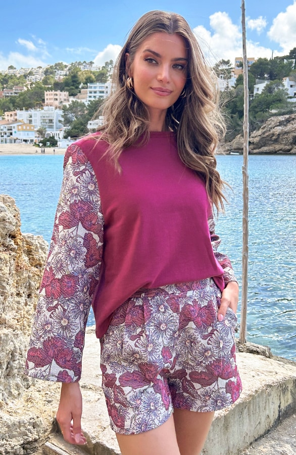 Flower Sleeve Sweater Burgundy – sweaters, foto 6