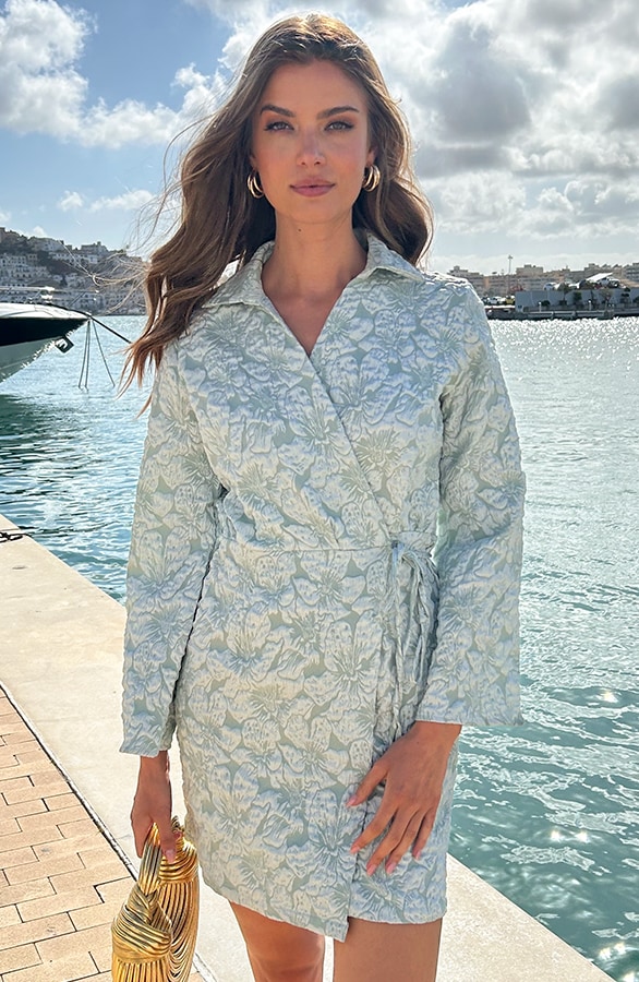 Flower Wrap Jurk Mint – jurken, foto 12