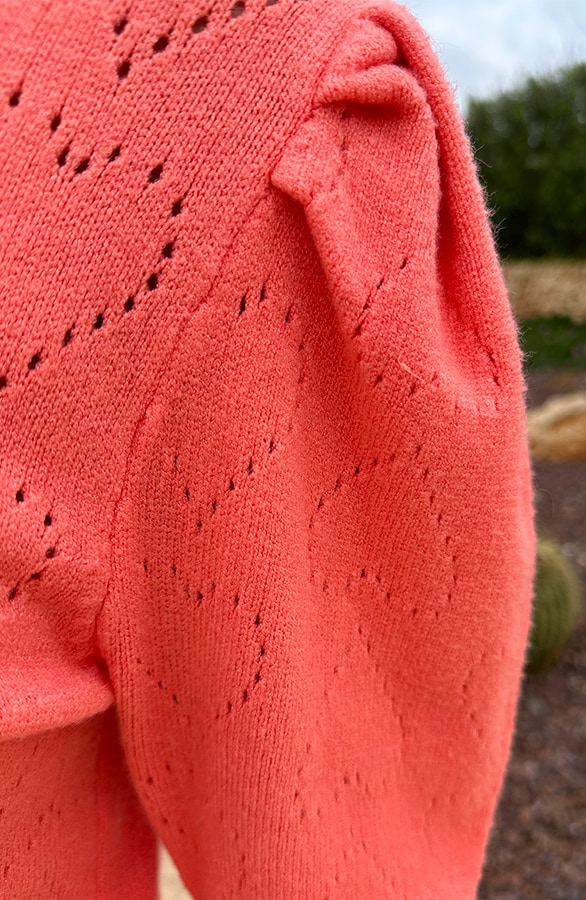 Hartjes Knitted Pofmouwen Top Koraal – shoparchief, foto 6