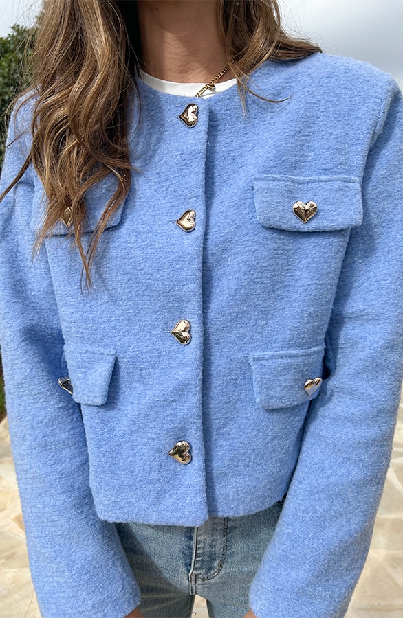 Heart Soft Short Jacket Baby Blue – shoparchief, foto 4