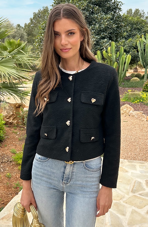 Heart Soft Short Jacket Zwart – shoparchief, foto 9
