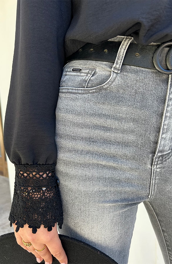 High Waist Stretch Skinny Jeans Grey FMH – spijkerbroeken, foto 3
